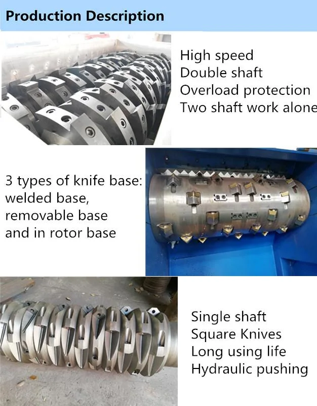 Shredder /Crusher for Different Color Size Plastic Lump with Single/Double Shaft